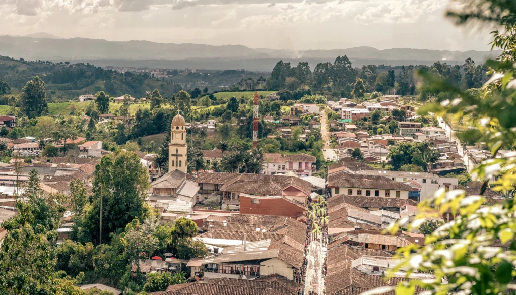 Aerial view of the town of Salento, Quindío, Colombia